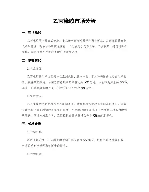 乙丙橡胶市场分析