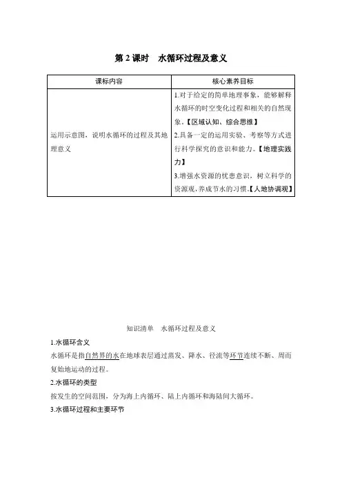 2019(秋)地理 必修 第一册 鲁教版(新教材)第2课时 水循环过程及意义