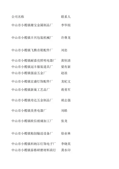 中山企业资料