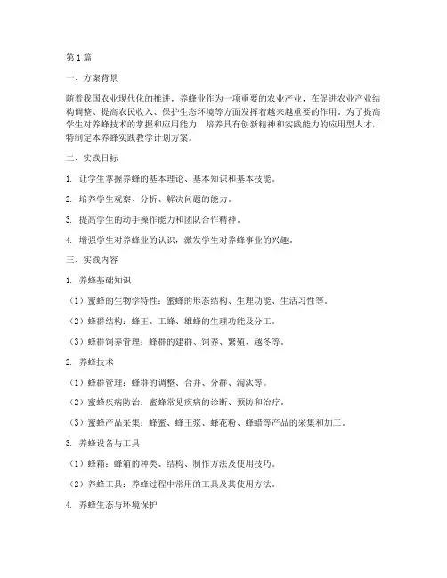 养蜂实践教学计划方案(3篇)