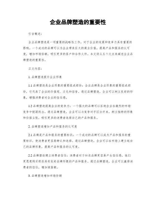 企业品牌塑造的重要性
