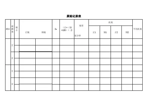 测回法测角记录表格(正算)