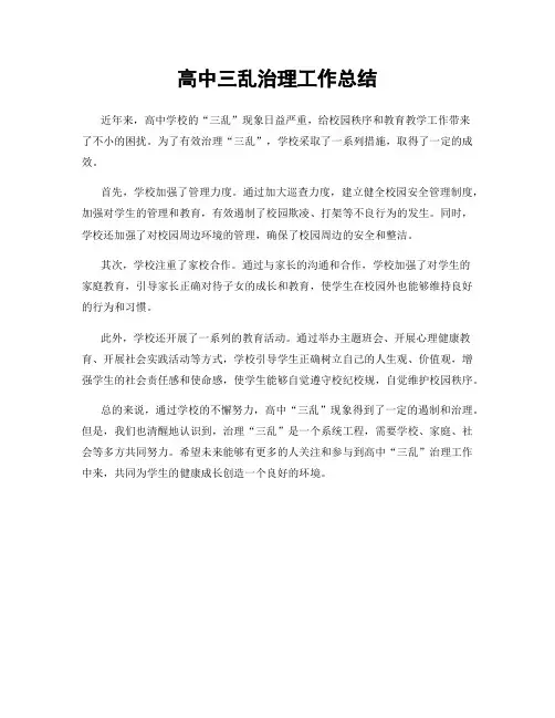高中三乱治理工作总结