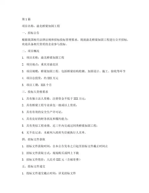 渝北桥梁加固招标文件(3篇)