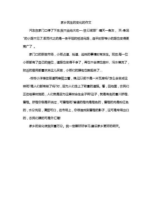 家乡民生的变化的作文