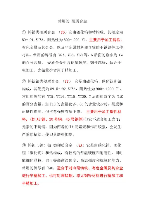 常用的硬质合金
