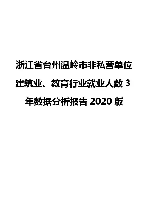 浙江省台州温岭市非私营单位建筑业、教育行业就业人数3年数据分析报告2020版