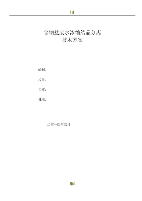 含钠盐废水蒸发结晶设备简明技术方案