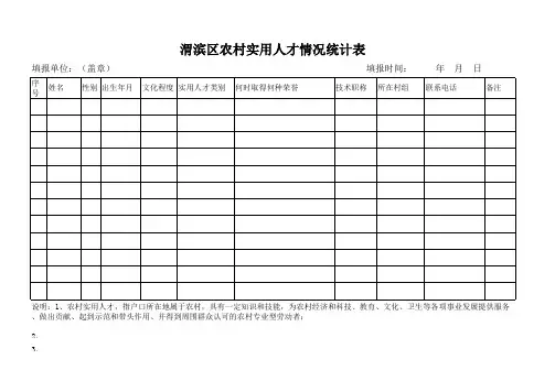 农村实用人才情况统计表