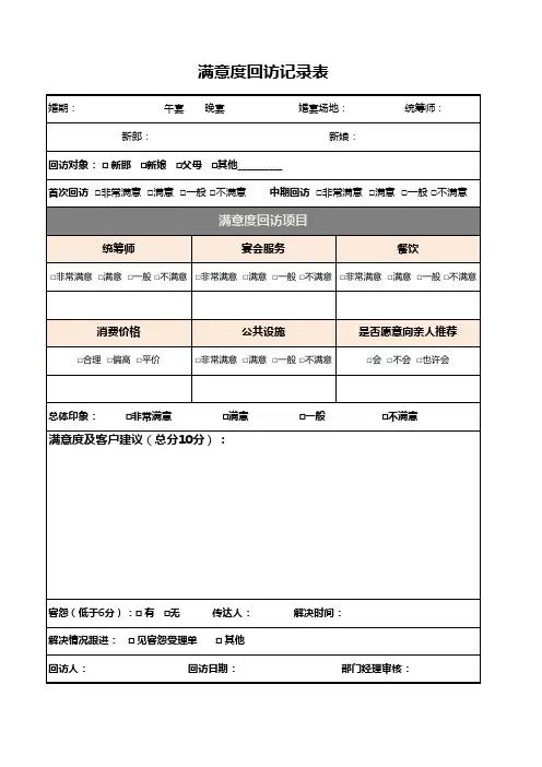 满意度回访记录表