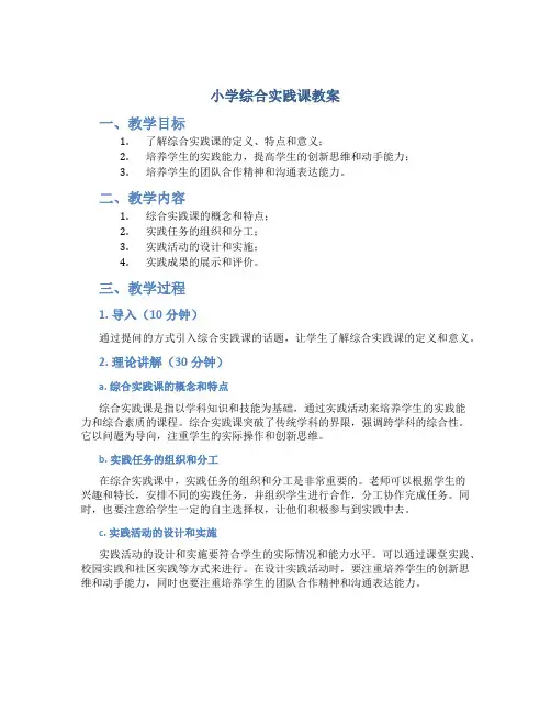 小学综合实践课教案