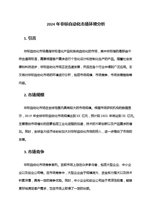 2024年非标自动化市场环境分析
