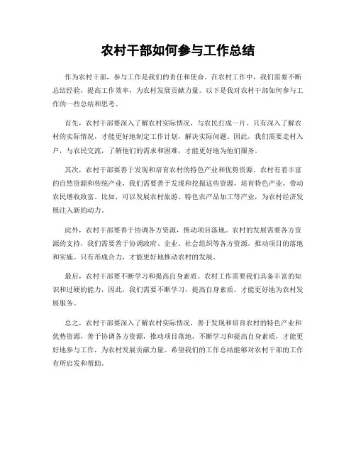 农村干部如何参与工作总结