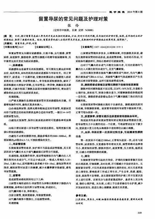 留置导尿的常见问题及护理对策