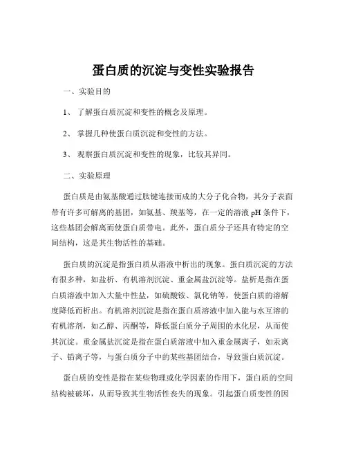 蛋白质的沉淀与变性实验报告