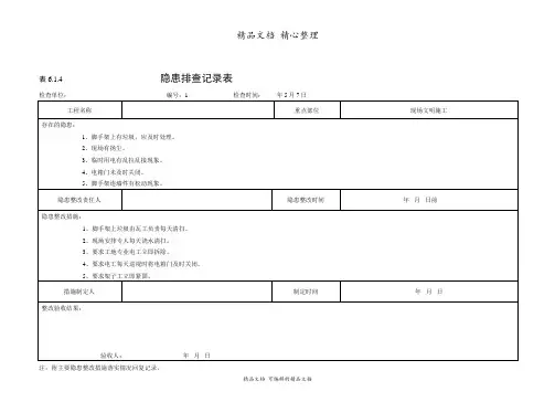 隐患排查记录表