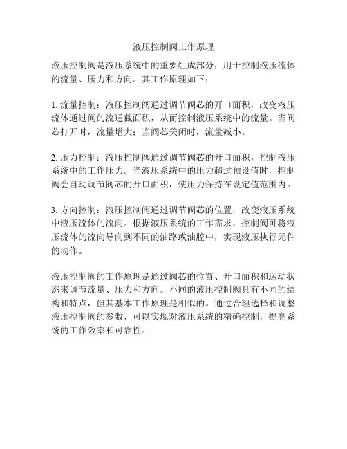 液压控制阀工作原理