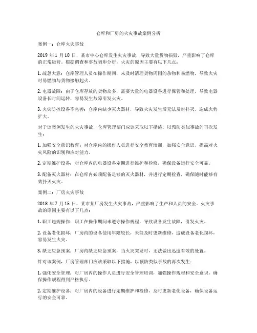 仓库和厂房的火灾事故案例分析