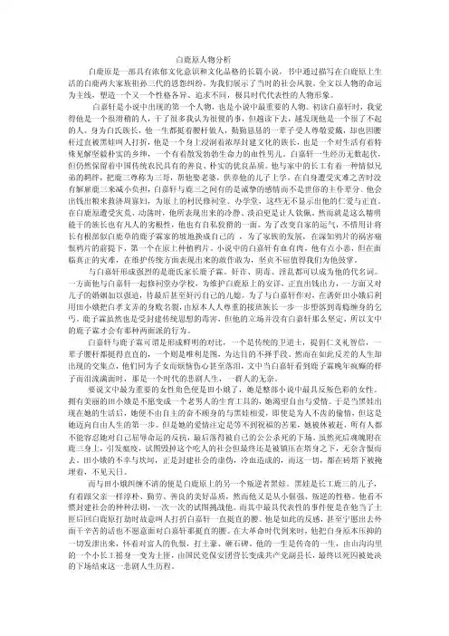 白鹿原人物分析
