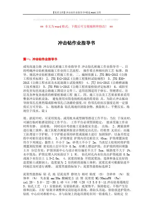 【优质文档】冲击钻作业指导书-精选word文档 (12页)