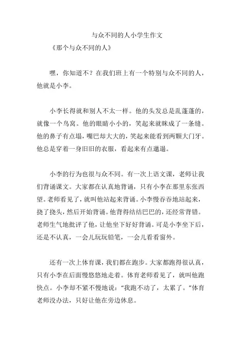 与众不同的人小学生作文