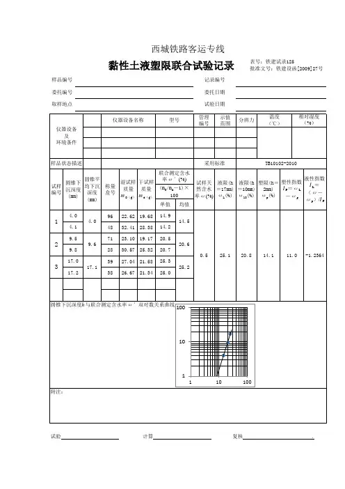 液塑限联合试验记录