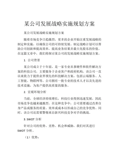 某公司发展战略实施规划方案