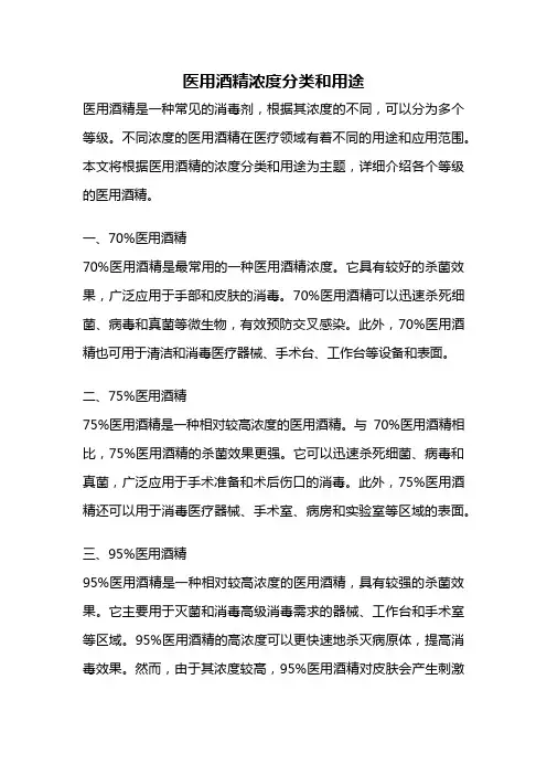 医用酒精浓度分类和用途