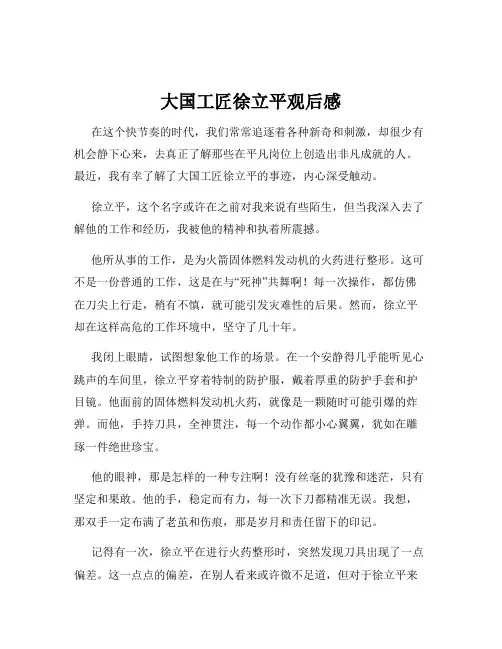 大国工匠徐立平观后感