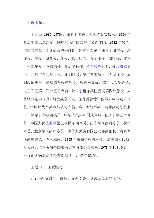 王近山简历