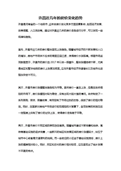 许昌近几年的房价变化趋势