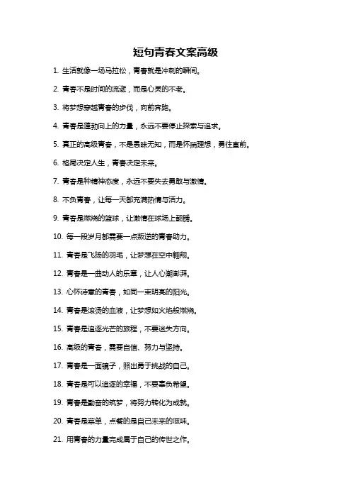 短句青春文案高级