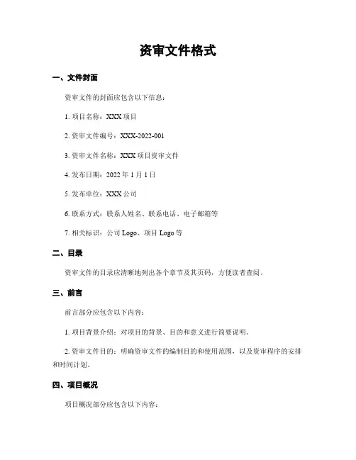 资审文件格式