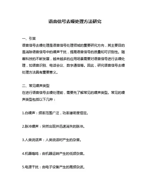 语音信号去噪处理方法研究