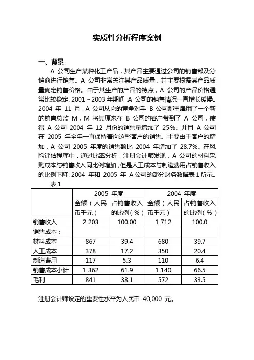 实质性分析程序