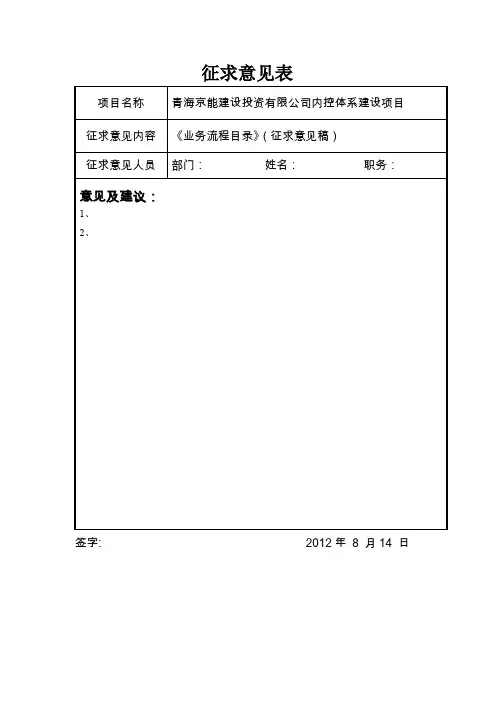 意见反馈表-提出意见并签字确认
