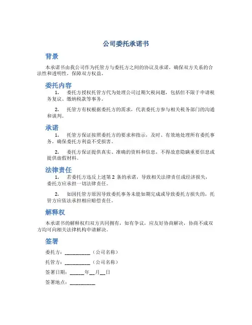 公司委托承诺书