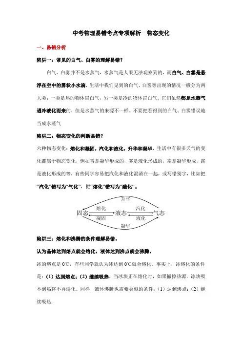 中考物理易错考点专项解析—物态变化