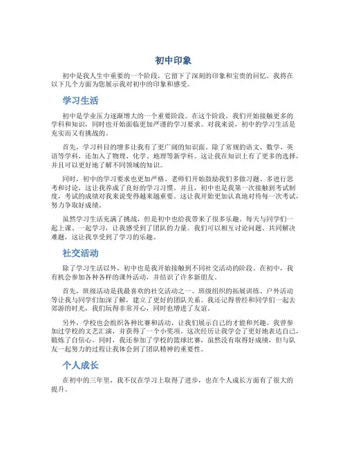 初中印象作文 初中印象