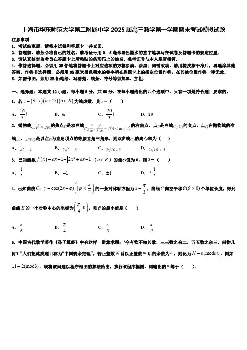 上海市华东师范大学第二附属中学2025届高三数学第一学期期末考试模拟试题含解析
