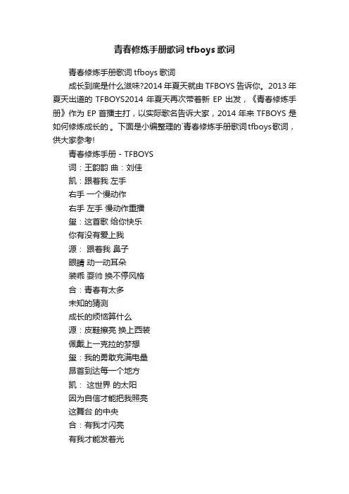 青春修炼手册歌词tfboys歌词