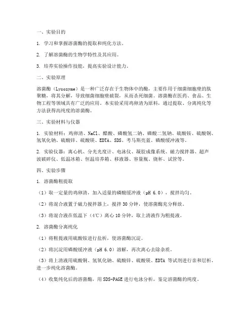 提取溶菌酶实验报告
