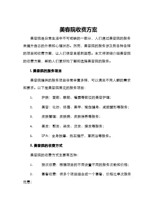 美容院收费方案