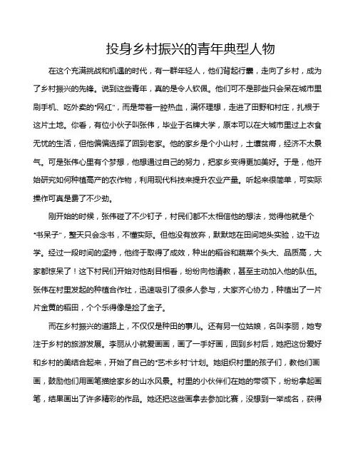 投身乡村振兴的青年典型人物