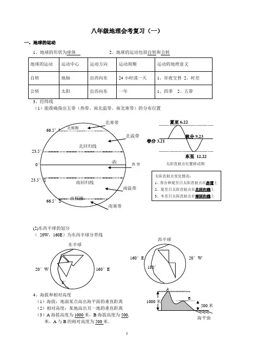 2020最新人教版初中地理会考复习资料