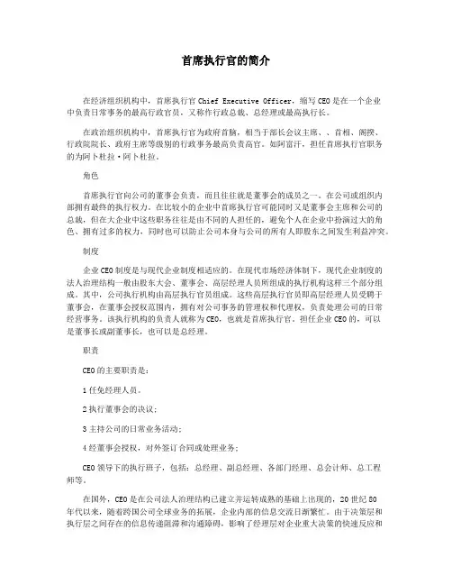 首席执行官的简介