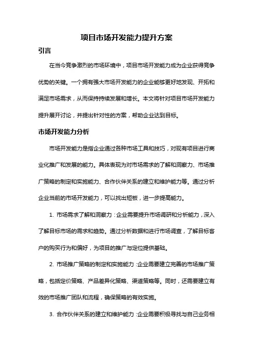 项目市场开发能力提升方案