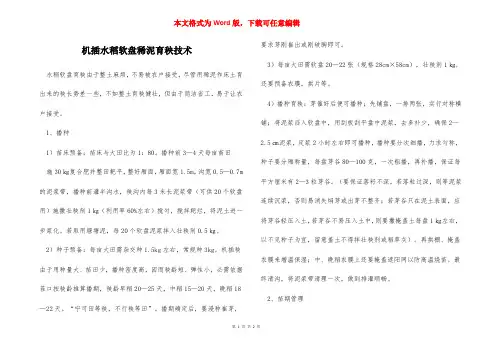机插水稻软盘稀泥育秧技术