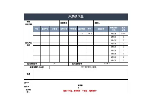 蓝灰简约产品退货单