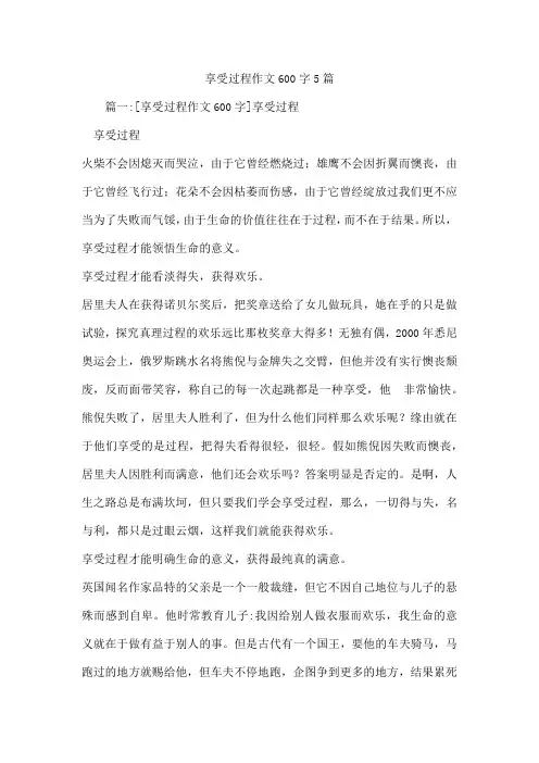 享受过程作文600字5篇